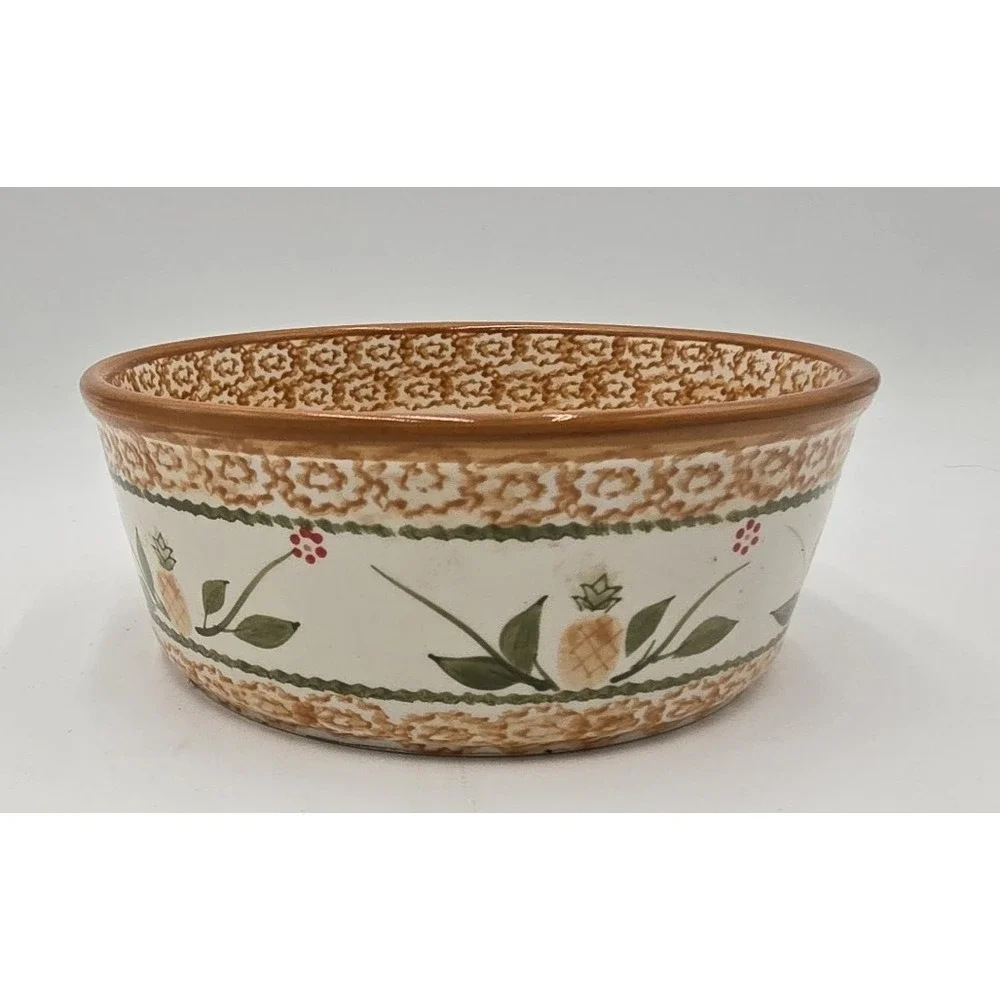 Temp-Tations‎ OLD WORLD Hospitality Floral Pineapple Round 1.5 qt Baking Dish